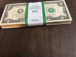 New Listing100 ($2) TWO DOLLAR BILLS UNCIRCULATED SEQUENCIAL - 2017 CONSECUTIVE ORDER