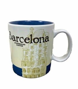 Starbucks Coffee Mug Barcelona Spain Collector Series Europe Globe 16oz Cup EUC