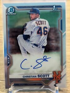 New Listing2021 Bowman Chrome Christian Scott RC Rookie First Auto Mets