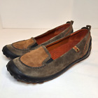 Clarks Privo Shoes Womens 8.5 Gray Brown Slip On Casual Driving Moccasin Leather