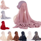 Muslim Hijab Instant Wrap Shawl Caps Pull On Women Chiffon Scarf Ready to Wear
