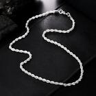 Solid 925 Sterling Silver Italian Rope Chain Men's Necklace 4mm - Diamond Cut