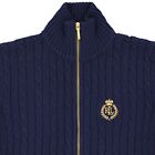 Ralph Lauren Women's Sweater, Cable Knit Zipper, Olive Leaf Logo, Sweater/Jacket
