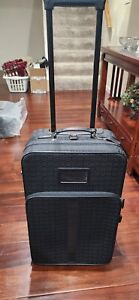 New ListingCOACH Black Leather & Nylon Roller Suitcase Carry-On Luggage