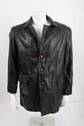 Phase 2 Mens Genuine Leather Trench Coat Jacket Sz M Medium Button Front Vintage