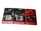LOT OF 3 SanDisk Extreme PLUS 64GB 90 MB/Sec, 32GB 100MB/SEC AND 16GB SDHC Card