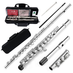 New ListingC Key Flute 16 Hole with Portable Case Closed Hole Nickel Silver Sweet Sound