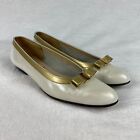 Salvatore Ferragamo Shoes Womens 8.5 A2 White Classy Designer Bow Accent Pumps