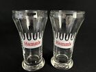 Vintage Hamm's Set of 2 Pilsner Beer Glasses White Crown & Trees 6 oz 5-1/4” T