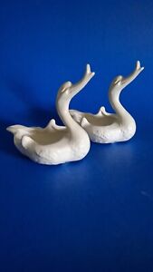 Vintage Pair of Hull Swan Trinket Dishes / Planters - USA Art Pottery