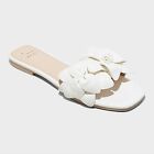 Women's Alyssa Floral Slide Sandals - A New Day White 6