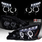 Fit 2003-2007 Honda Accord Black Smoke LED Dual Halo Headlights Head Lamps Pair (For: 2007 Honda Accord)