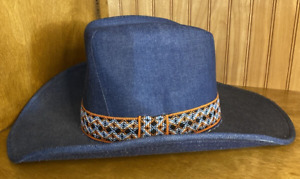 Vintage YA Hat Mens Small 6 3/4-6 7/8 Blue Jean Denim Cowboy Western