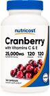 Nutricost Cranberry Extract (25,000mg) (120 Capsules) With Vitamin C & Vitamin E