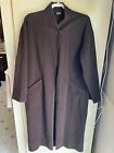 EILEEN FISHER Cardigan 100% Wool Maxi Duster Open Front Long Sleeve Brown Snap