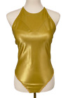 VTG Donna Karan New York womens L Sleeveless Bodysuit Gold metallic black label