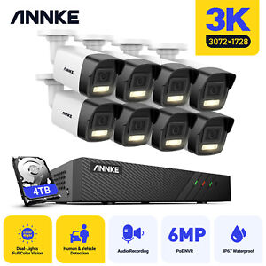 ANNKE 5MP Audio POE IP Security Camera System 8CH 6MP NVR Color Night Vision AI