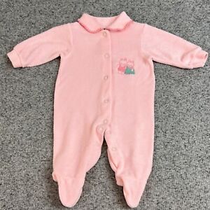 Vtg Newborn Baby Girl Clothes Carter’s Footed Outfit Pink Bunnies Terry Cloth