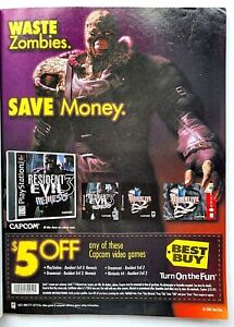 RARE! 2001 RESIDENT EVIL 3 Nemesis Video Game = BEST BUY Promo PRINT AD w/Coupon