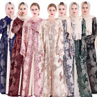 Muslim Women Sequin Lace Embroidery Cardigan MaxiDress Islam Kaftan Dubai Abaya
