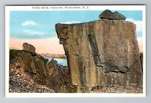 Weehawken NJ-New Jersey, Profile Rock, Palisades, Vintage Postcard