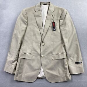 JF J Ferrar Jacket Mens 38R Beige Khaki Slim Fit 2 Button Single Breast