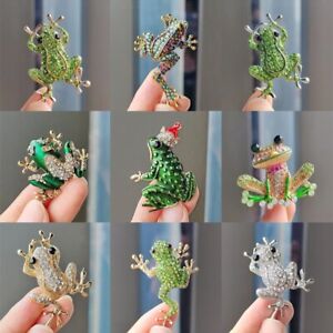 Fashion Lovely Crystal Rhinestone Frog Brooch Pin Women Sweater Badge Jewelry