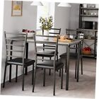 Kitchen Table and Chairs for 4, Dining Table with 4 Upholstered chairs Grey