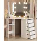 New ListingCorner Makeup Vanity Desk with LED Lighted Mirror Storage Drawers