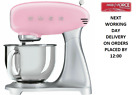 Smeg Stand Mixer In Pink Retro Style 800w 10 Speed - SMF02PKUK +2 Year Warranty