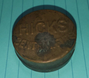 Antique EMPTY TIN (not) of 100 Hicks Central Fire #10 Percussion Caps Civil War?