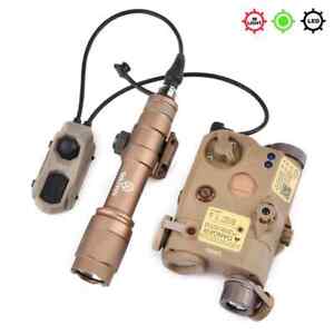 Tactical Hunting PEQ 15 Red Blue Dot Laser Sight Metal Flashlight Aiming Device