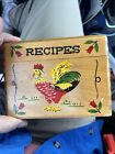 Vintage Rooster N Chick Wooden Recipe Box  Excellent 3 X 5 Hand painted
