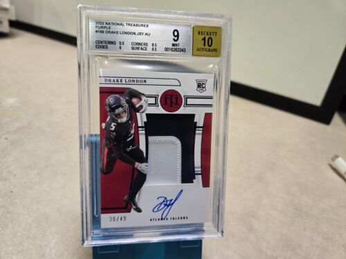 2022 National Treasures Drake London Rookie RC Patch Auto RPA /49 BGS 9