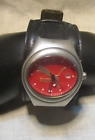 Puma Wristwatch Red Face Date Indicator Second Hand Retro 100M Water Resistant