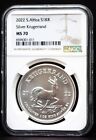 2022 S Africa 1oz Silver Krugerrand 1Rant  NGC MS70