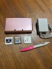Nintendo 3DS Pearl Pink Console 3 Game Lot Stylus Perfect Sonic Sims