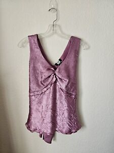 Studio 1940 Lavender Y2k Satin Tie Back Going Out Top Coquette Girly 2000s Sz XL