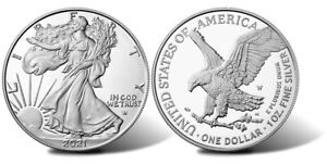 2021-W American Silver Eagle 1oz Silver Proof Coin OGP Box & COA - 21EAN In Hand