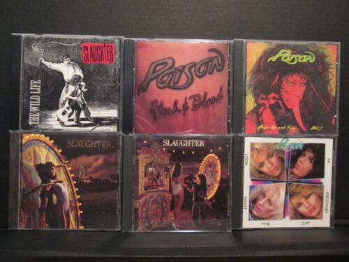 Poison + Slaughter 6 CD Lot '80s Hair Metal Hard Rock Stick It To Ya Flesh Blood