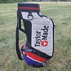 Vintage TaylorMade Tour Staff 6 Way Golf Bag w/ Rain Cover 90s White Red Purple