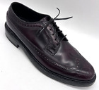 Florsheim Mens US 8E Burgundy Brown Leather Stratford Wingtip Dress Shoes 76400