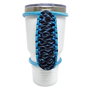 30/32/40oz Stretchable Paracord Tumbler Handle, Blue Lightning, Fits Epoxy Cups