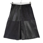 Cato A Line Midi Skirt Womens Small Black Faux Leather Suede Patchwork Pull On