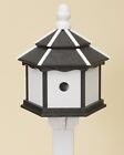 3 ROOM HEXAGON BIRDHOUSE Large Black & White Amish Handmade Recycled Bird Post