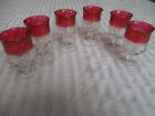 Excellent 6 Indiana Glass Co EAPG Ruby Flash Kings Crown Thumprint Port Glasses