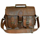 Laptop Bag Men's Genuine Vintage Brown Leather Messenger Shoulder Briefcase