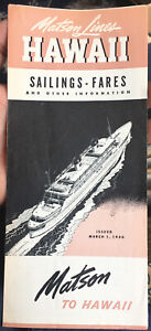 March 1950 SS LURLINE, Matson Lines CRUISES To & From HAWAII Brochure