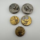 Lot Of 5 Antique Pocket Watch Movements W/ Dials Elgin & Waltham - As Is