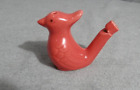 Bird Water Whistle Red-Orange Ceramic Porcelain Unmarked